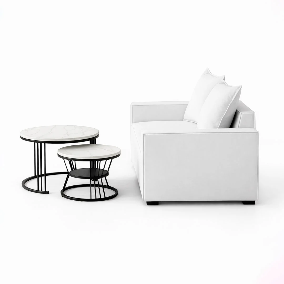 Set de Sala Blanca y Mesa de Centro Blanca Anidadle - Image 2