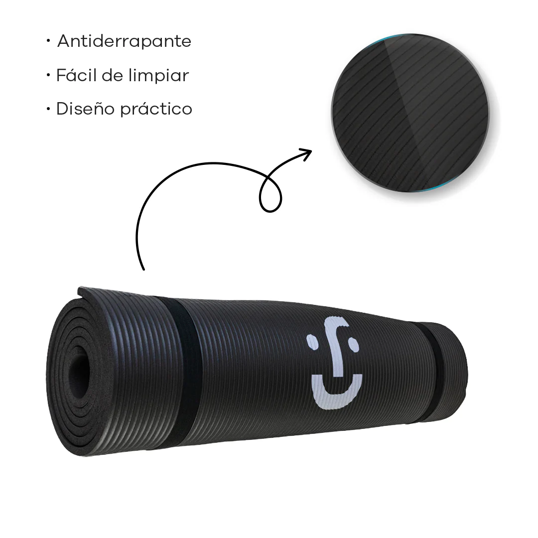 Set de Yoga y Ejercicio - Tapete Negro, Bandas de Resistencia y Botella - Image 6