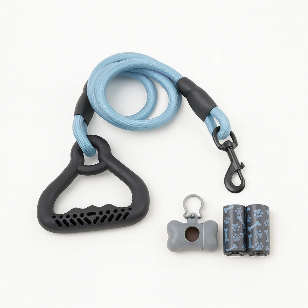 Set Paseo Azul: Correa Reforzada y Porta Bolsas