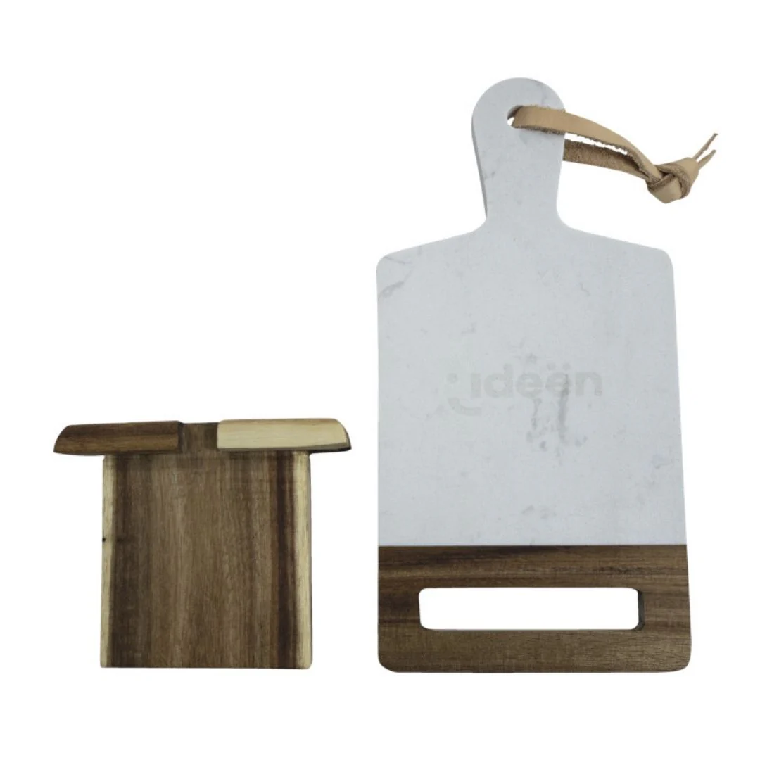 Tabla de Picar de Mármol y Madera con Mango y Soporte - Image 2