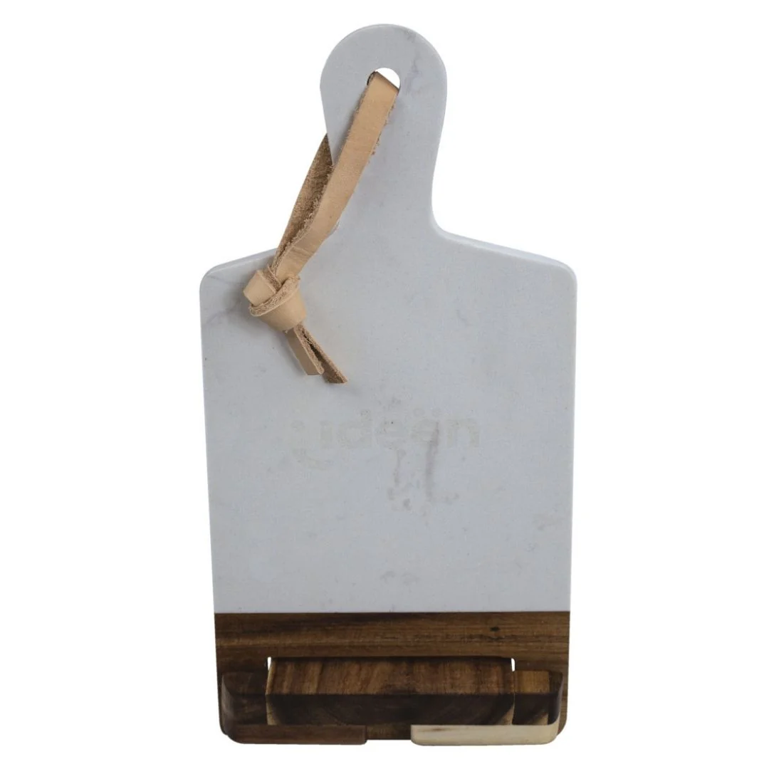 Tabla de Picar de Mármol y Madera con Mango y Soporte - Image 3