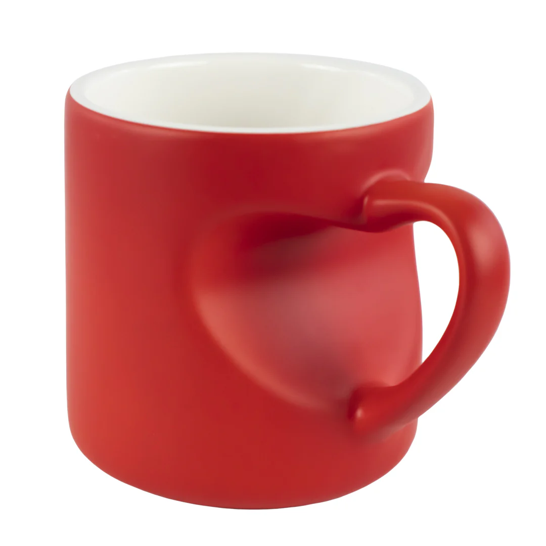 Taza Cerámica Roja Asa De Corazón 260 ml - Image 3