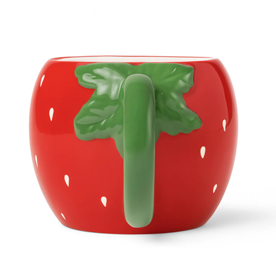 Taza de Cerámica 3D - 300 ml Fresa con Asa Verde - Image 3