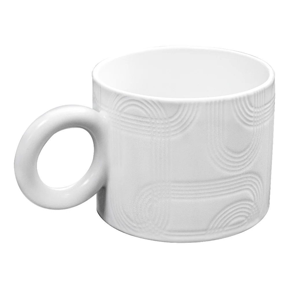 Taza de Cerámica Blanca Texturizada - 350 ml