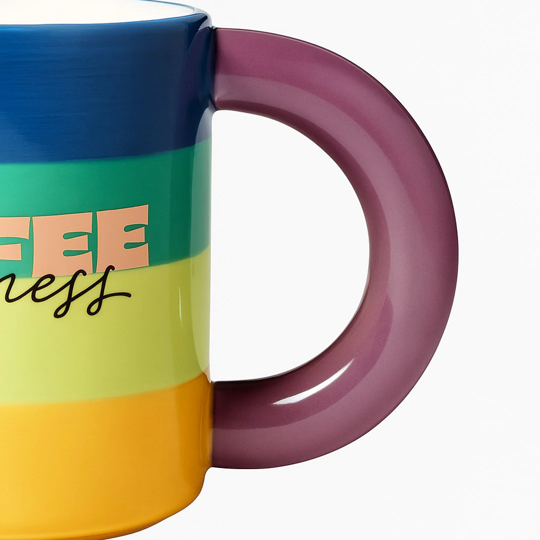 Taza de Cerámica "Coffee Business" 300 ml - Rayas de Colores - Image 3