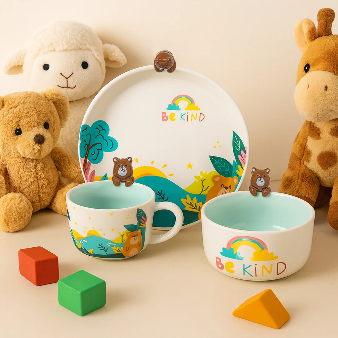 Vajilla Be Kind Bear Infantil Set Individual - Cerámica Multicolor 3 piezas - Image 7
