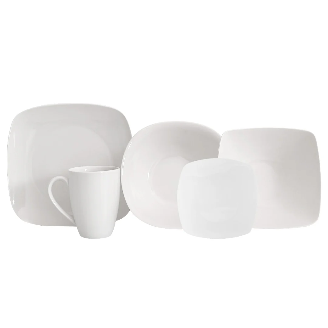 Vajilla KVADRAT Set Individual - Cerámica Blanca 5 piezas