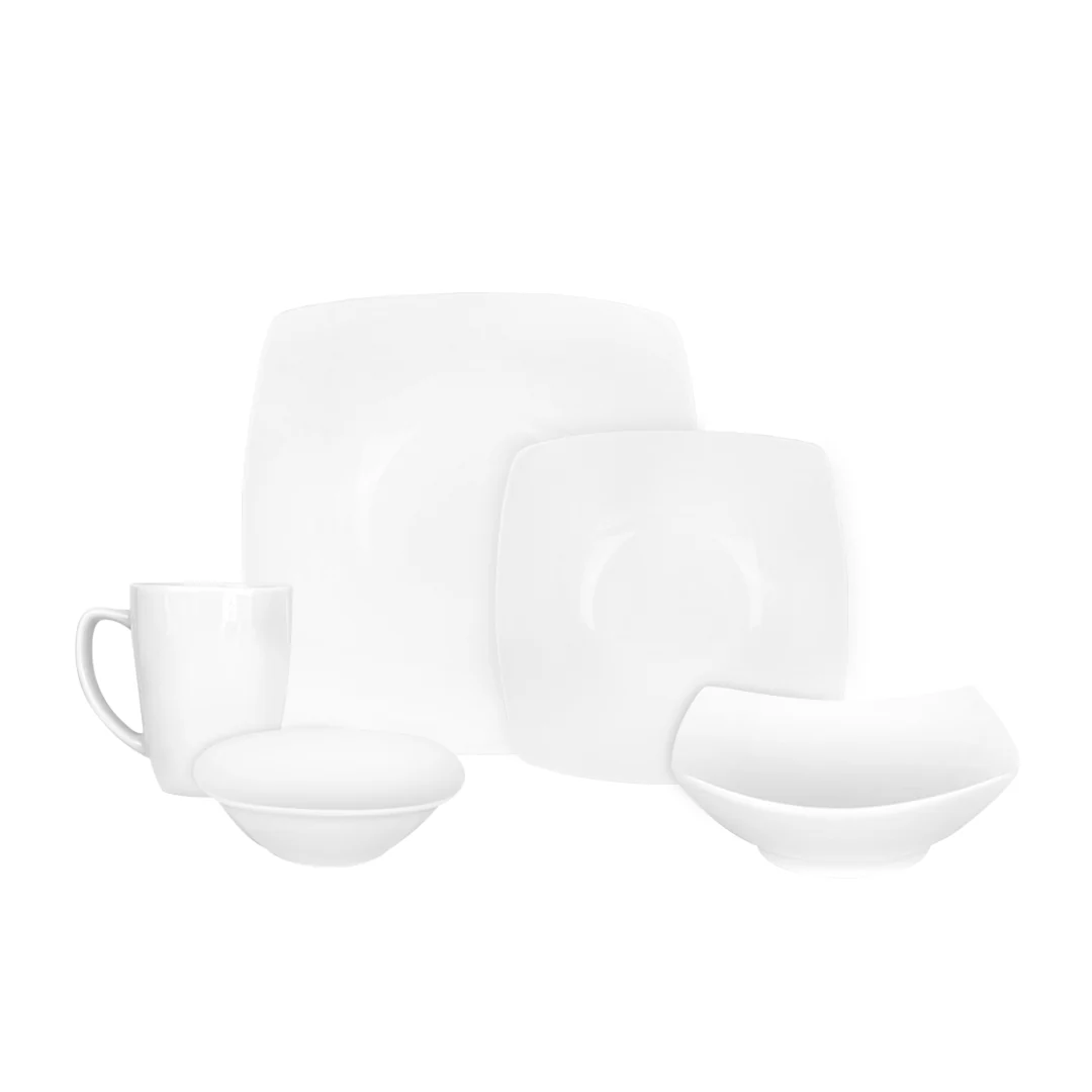Vajilla KVADRAT Set Individual - Cerámica Blanca 5 piezas - Image 2