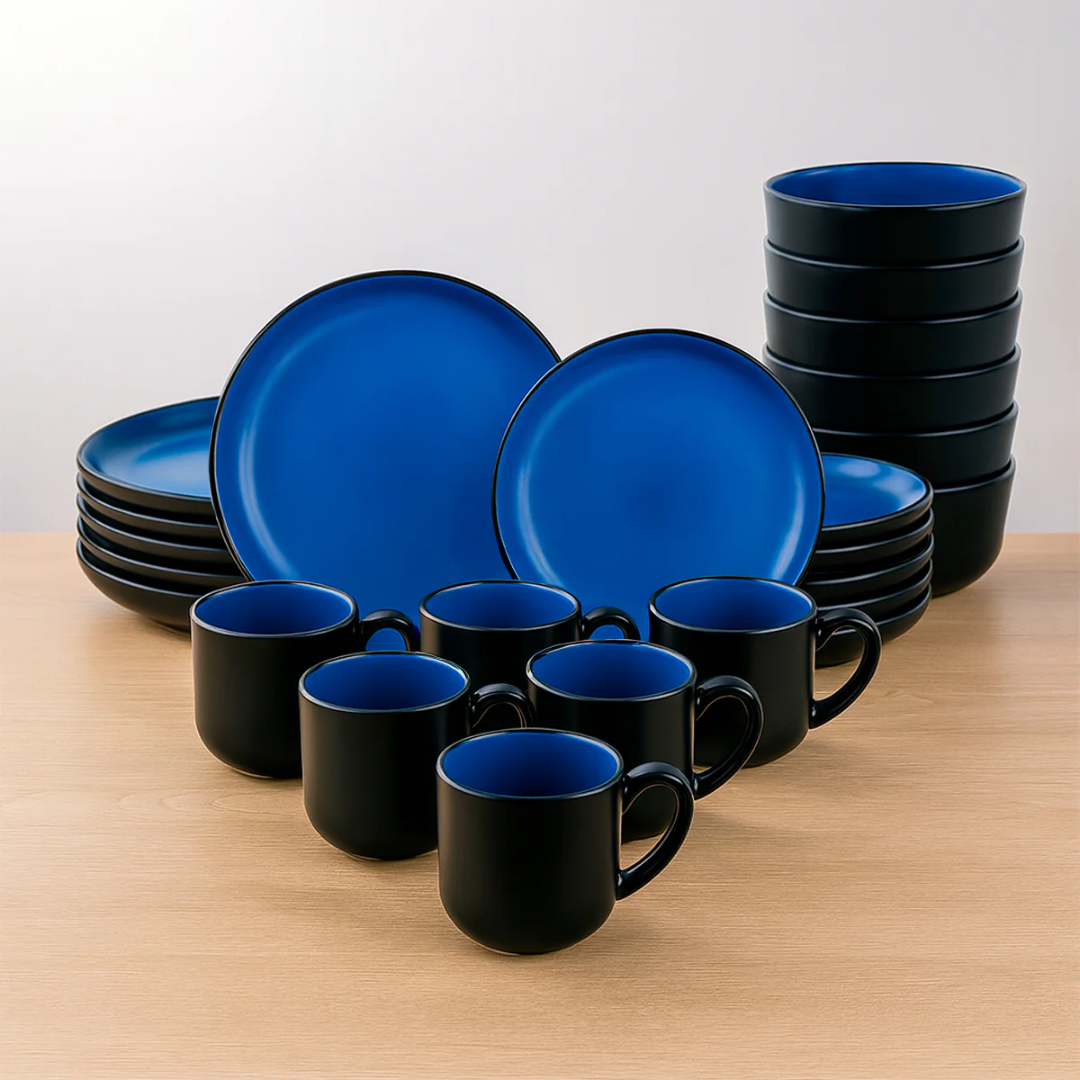 Vajilla NATTBLA para 6 Personas - Cerámica Negra/Azul 24 piezas - Image 2