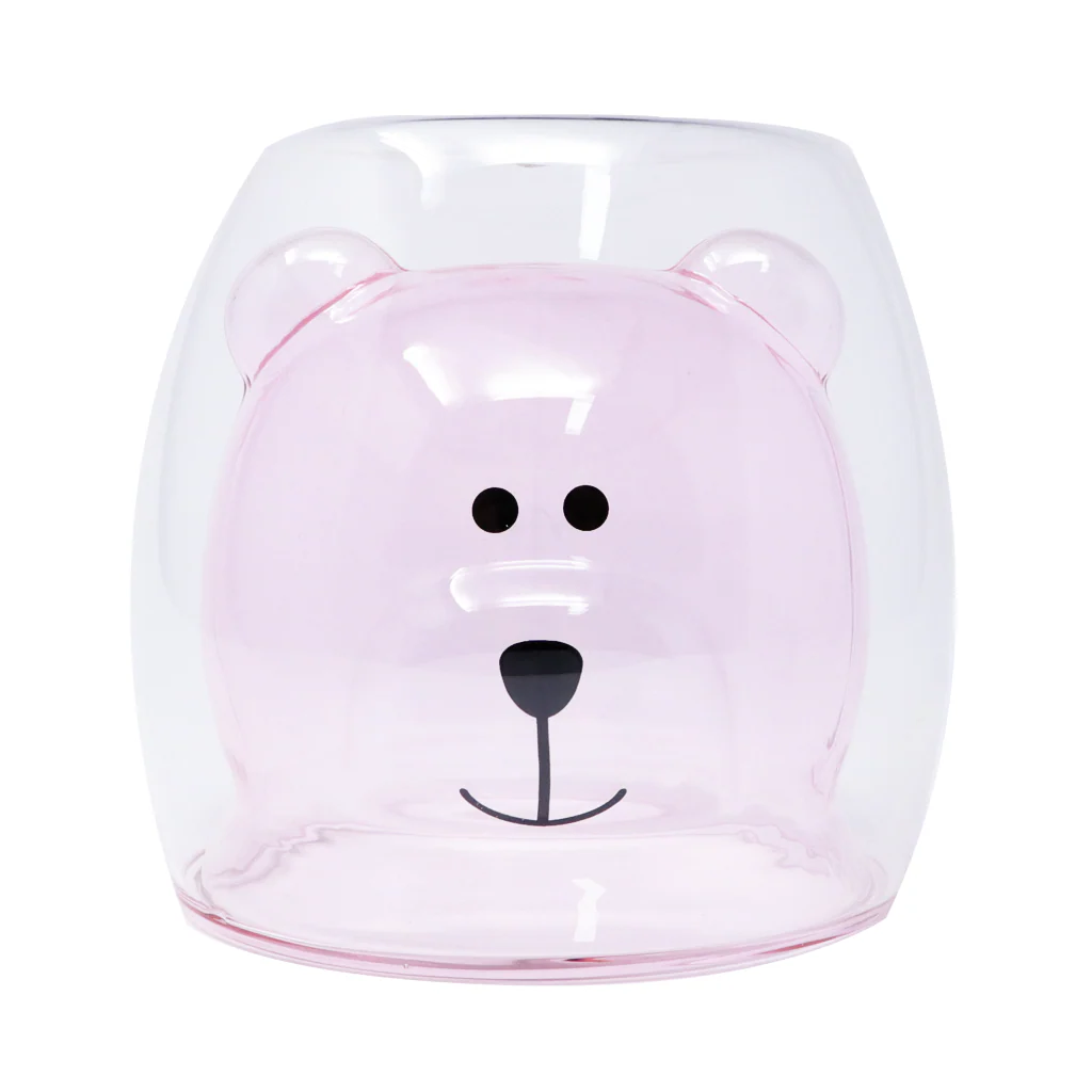 Vaso de Vidrio con Diseño 3D de Oso Varios Colores 9 x 8.5 x 7 cm